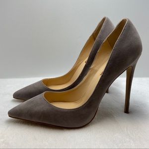 Grey Suede Pointed Toe High Heel Stiletto Pumps